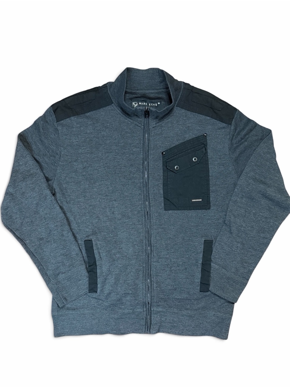 Marc Ecko Men's Heather Gray Zip-Up Sweater Jacket with Black Accents sz. XL